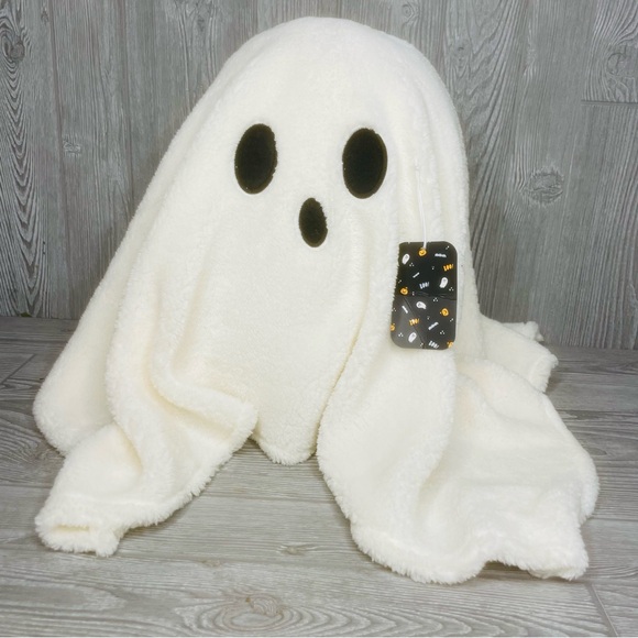 Large 16 inch ghost plush throw pillow weighted Sherpa material Halloween fall - Picture 1 of 9